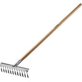 Грабли садовые Grinda 39481-12 PS-12 WOOD, 370 х 105 х 1300мм, 12 витых зубцов, нержавеющая сталь, деревянный черенок, ProLine