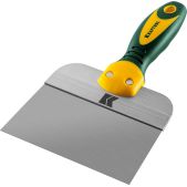 Шпатель Kraftool 10036-150 150мм, широкое полотно, алюминиевая направляющая, двухкомпонентная ручка, нержавеющий, фасадный