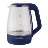 Чайник Willmark WEK-1823G 1.8л, стекл, 2.2кВт серо-черный