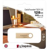 Устройство USB Flash Drive 128Gb Kingston DataTraveler SE9 G3 золотистое / R220Mb/s/W100Mb/USB 3.0/DTSE9G3/128Gb