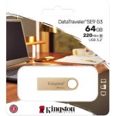 Устройство USB Flash Drive 64Gb Kingston DataTraveler SE9 G3 золотистое / R220Mb/s/W100Mb/USB 3.0/DTSE9G3/64Gb