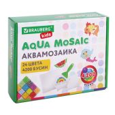 Аквамозаика Brauberg 664916 Kids 24 цвета 4200 бусин, с трафаретами, инструментами и аксессуарам