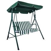 Качели садовые Daswerk 680050 RELAX SC-001, 2 места, Ш140хГ110хВ153 см, мягкое сиденье, зеленый/белый