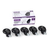 Колеса ролики Brabix 533087 для кресла мягкие, резиновые, d 64мм, комплект 5 шт, шток d 11мм, в коробе