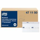 Полотенца бумажные Tork 471150 H2 Advanced, 190шт комплект 21 пач.2-сл, белые, 22.5х21.3, Z-сл