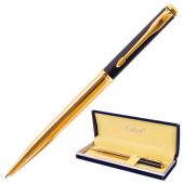 Ручка подарочная шариковая Galant 143523 ARROW Gold, корпус черныйзолотистый, детали золотистые, узел 0.7мм, синяя