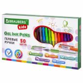 Ручки гелевые Brauberg 143822 Kids с грипом набор 50 цветов, линия письма 0.5мм