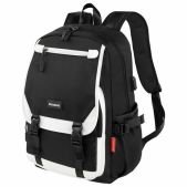 Рюкзак Brauberg 271657 FUSION универcальный, USB-порт, черный с белыми вставками, 45х31х15см