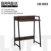 Стол на металлокаркасе Brabix 641215 LOFT CD-003, 640х420х840мм, цвет морёный дуб