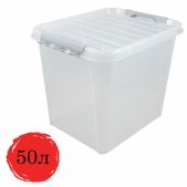 Ящик - контейнер 50л с крышкой на защелках Профи 40х50х39см штабелируемый прочный прозрачный, 796, 437960000