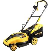 Газонокосилка электрическая Champion EM3815 1.6кВт, пласт+ткань травосб. 45л, ширина 380мм, высота 20-70мм, 11.5кг