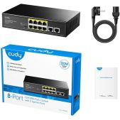 Коммутатор Cudy FS1010P 8-Port 10/100M PSE RJ-45 +2 RJ45 10/100M Uplink Port Unmanaged PoE+ Switch 120W, CCTV/VLAN mode support, long distance:250M at CCTV mode. 802.3af/at standard, Support PD Alive Function, ±4 KV Surge Protection, Alternative 1/2