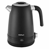 Чайник Kitfort КТ-6121-1, 1.7 л, 2200 Вт, закрытый нагревательный элемент, LED-дисплей, терморегулятор, сталь, черный