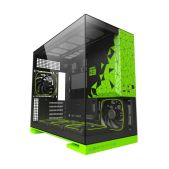 Корпус mATX без БП Geometric Future 1AM3NZGB00110 Model 3 Green with fans 5x120мм ARGB fans