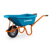 Тачка садовая Grinda 422408 GP-21 ProLine, ударопрочный пластиковый кузов, 110 л, 180 кг, одноколесная, пневматическое колесо