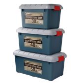 Набор ящиков Следопыт PF-EB-03 Expedition Box 30 л, 40 л, 50 л, цв. зеленый/серый многофункциональные, особо прочные