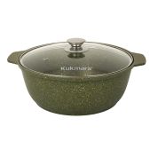 Кастрюля-жаровня 4л Kukmara Ж41TSML Trendy style малахитовый алюминий, антипригарное, малахитовый, крышка стекло