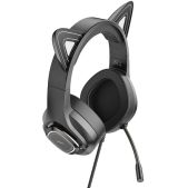 Гарнитура Hoco W107 Cute cat черный 2м мониторные USB оголовье