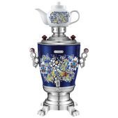 Самовар Элис ЭЛ-4058 1950-2300 Вт, 4 литра, корпус из нержавеющей стали, керамический заварочный чайник 1.0л