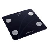Весы напольные Brasson 458447 FS-33D черные, диагностические 30x30см, до 180 кг, 15 параметров, стекло