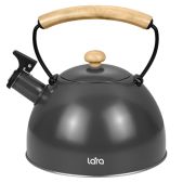 Чайник Lara LR00-92 49272 2.5л, серый, деревянная ручка, свисток, индукционное дно