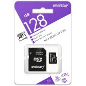 Карта памяти MicroSDXC 128Gb Smartbuy SB128GbSDCCTV для видеонаблюдения для регистр., экшн-камер cl10 U3 V30