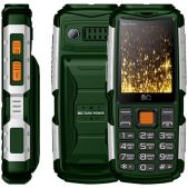 Мобильный телефон BQ M-2430 Tank Power Green Silver 4000mAh, вибро, 2 фонарика, функция Powerbank
