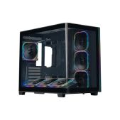 Корпус ATX без БП Xastra QR600-7FG12A-C10-UC-L Black Aquarium/Curve Glass /Led Strip/7x120мм ARGB PWM FG fans/Argb+PWM HUB 10port/ Type-C/