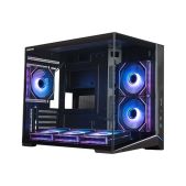 Корпус mATX без БП Xastra QW505M-6FM12A-C10 Black Aquarium/Screewless/ 6x120мм ARGB PWM FM fans/Argb+PWM HUB 10port/Led strip/