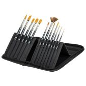 Кисти художественные Brauberg 200966 Art Classic набор 12 шт. в черном пенале, синтетика, N 0-14 + веерная