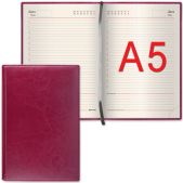 Ежедневник недатированный A5 Brauberg 123415 148x218мм Imperial, гладкая кожа, бордовый, крем.блок