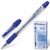 Ручка шариковая Brauberg 141149 Samurai, корпус прозрачный, толщина письма 0.7мм, резиновый держатель, синяя