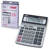 Калькулятор настольный 12 разрядов Staff STF-1712 металлический двойное питание, 200х152мм