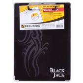 Планшет Brauberg "черный Jack" с верхним прижимом А4, 22.6x31,50мм, картон/ламин. бумага, 232236